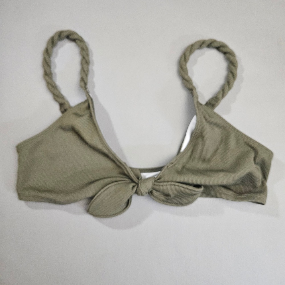 Out From Under Urban Outfitters Olive Green Ribbed Rope Strap Tie Bikini Top M